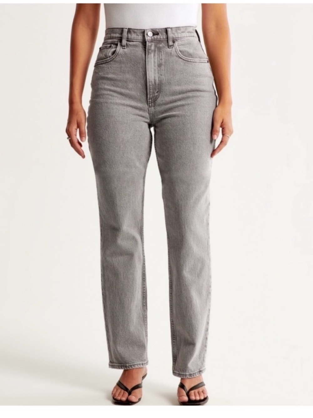 Abercrombie & Fitch 90s Straight Ultra High Rise Curve Love Jeans Gray 27 - Picture 5 of 5